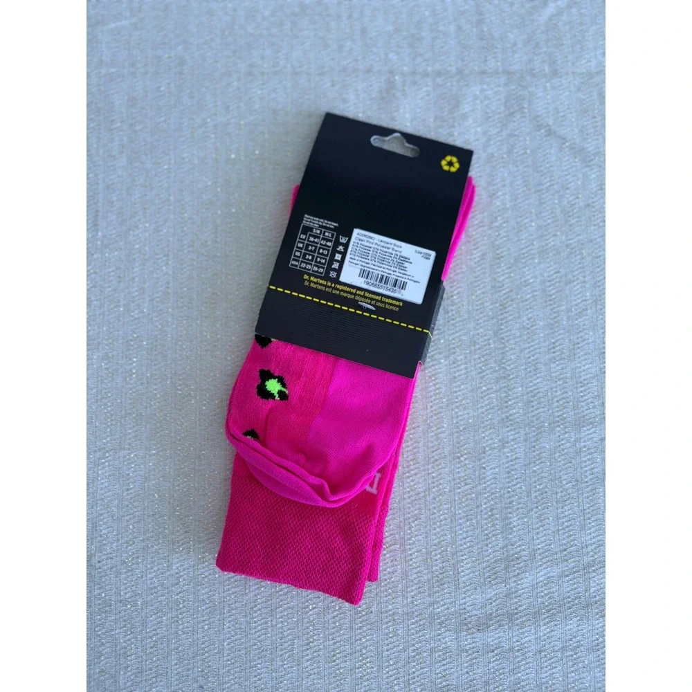 Dr. Martens Leopard Socks Small medium Clash Pink New Animal Print Crew Socks